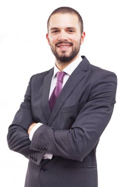Gülümseyen genç bir iş adamının portresi