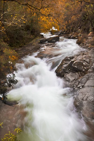 Krásné podzimní řeka - dlouhé expozice — Stock fotografie
