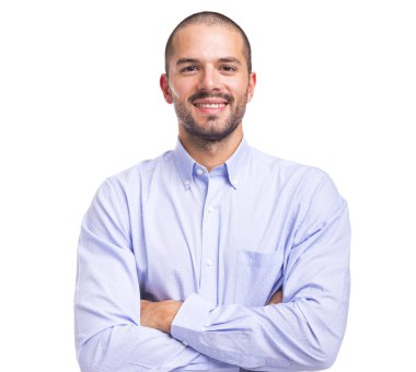 Kollu yakışıklı gülümseyen adam geçti