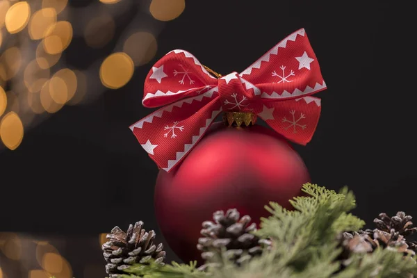 Christmas decorations on black background — Stock Photo, Image