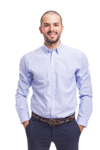 Portrét usmívajícího se mladého podnikatele — Stock fotografie
