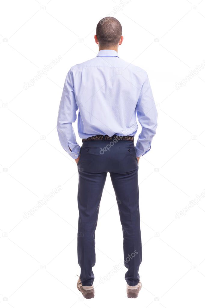 Rear view of young businessman