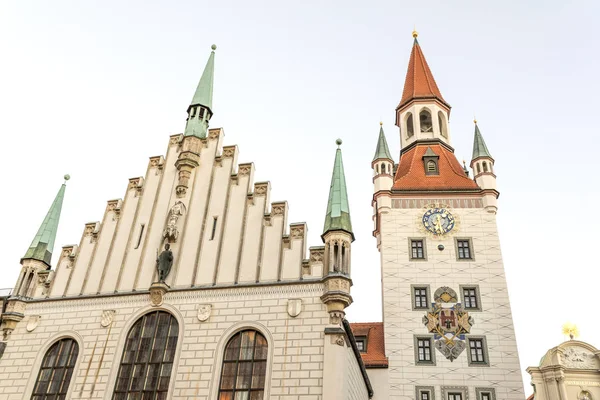 Słynny Kościół Munich Przy Placu Marienplatz Niemcy — Zdjęcie stockowe