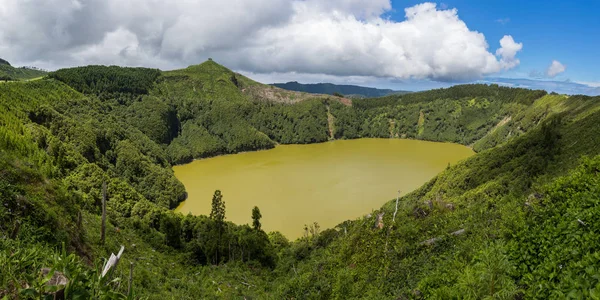 Vista Panorâmica Lagoa São Tiago Ilha São Miguel Açores Portugal — Fotografia de Stock