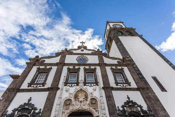 Gevel Van Sao Sebastiao Kerk Ponta Delgada Azoren — Stockfoto