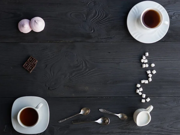 An assortment tea, coffee, marshmallow and chocolate. — Stock Photo, Image