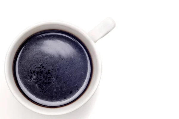 Vue du dessus d'une tasse de café, isoler sur blanc — Photo