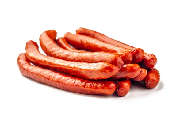 German dried sausages. Hard cured sausage, isolated on white bac — Stock Photo, Image