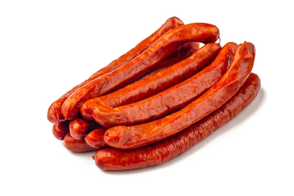 German dried sausages. Hard cured sausage, isolated on white bac — Stock Photo, Image