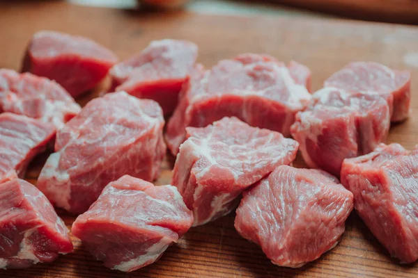 Gehacktes Rohes Fleisch Einer Schüssel Mit Knoblauch Und Pfund Auf — Stockfoto