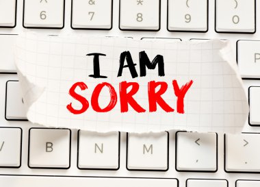 I am sorry card on the keyboard clipart