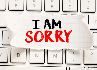 I am sorry card on the keyboard