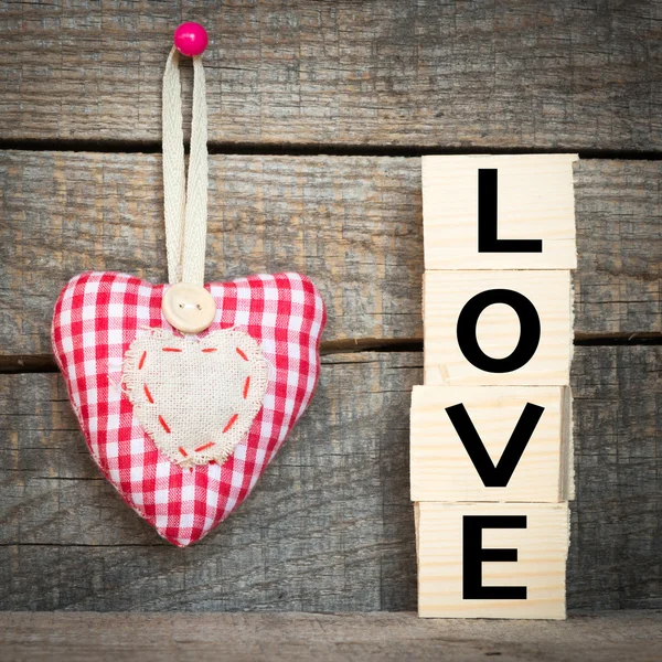 Decorative heart and love inscription — Stock Photo, Image