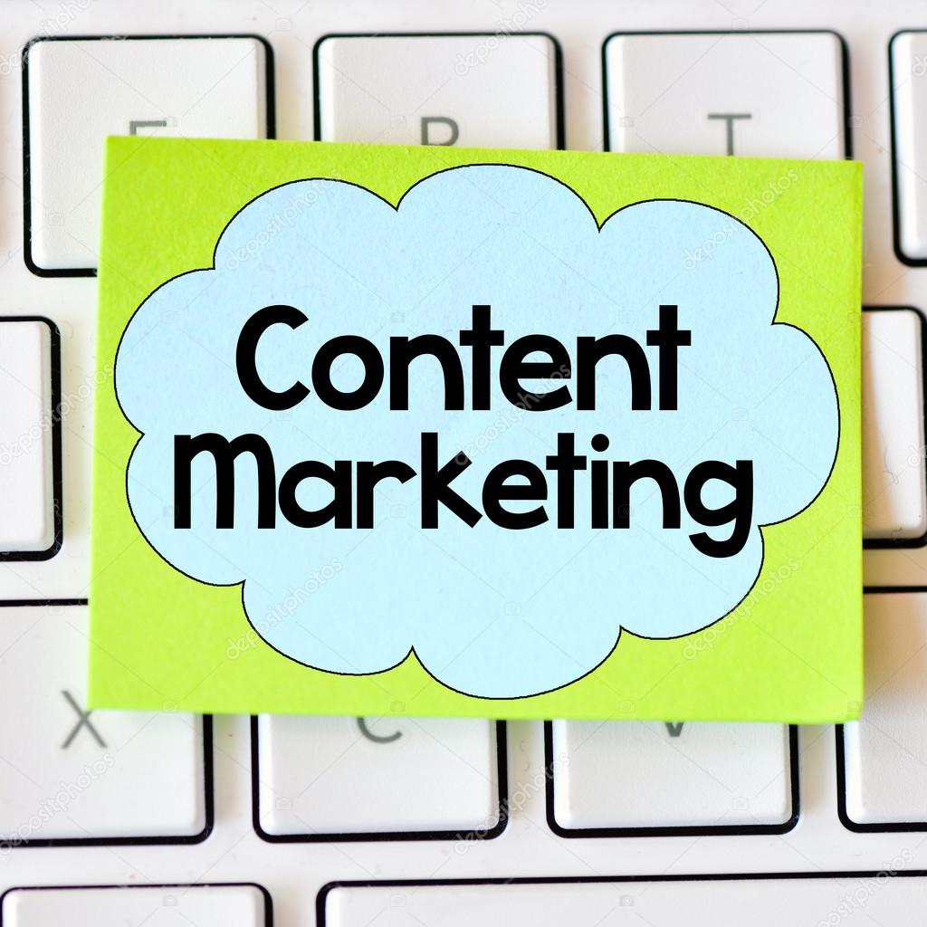 Content marketing bubble card on keyboard