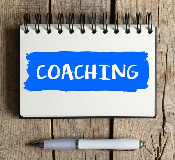 Coaching inscription in notebook — Stock Photo, Image