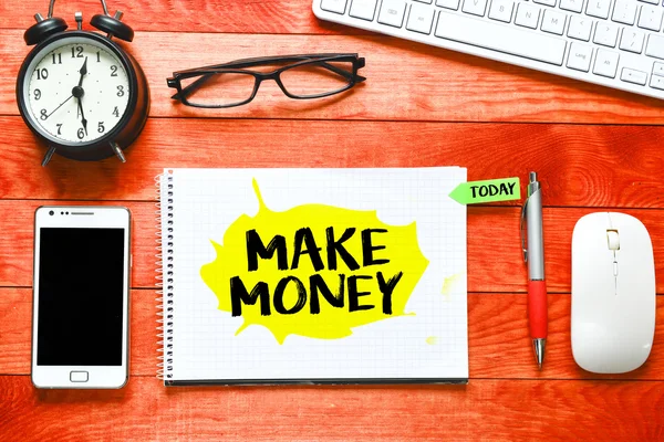 Make money inscription on notebook — Stock Photo, Image