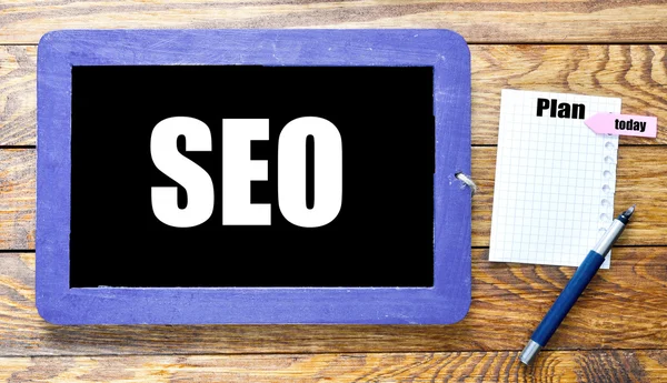 Pizarra con inscripción SEO — Foto de Stock