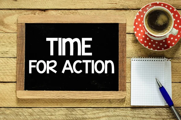 Time for action handwritten on blackboard — Stock Photo, Image