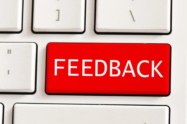 Pulsante rosso con iscrizione feedback — Foto Stock