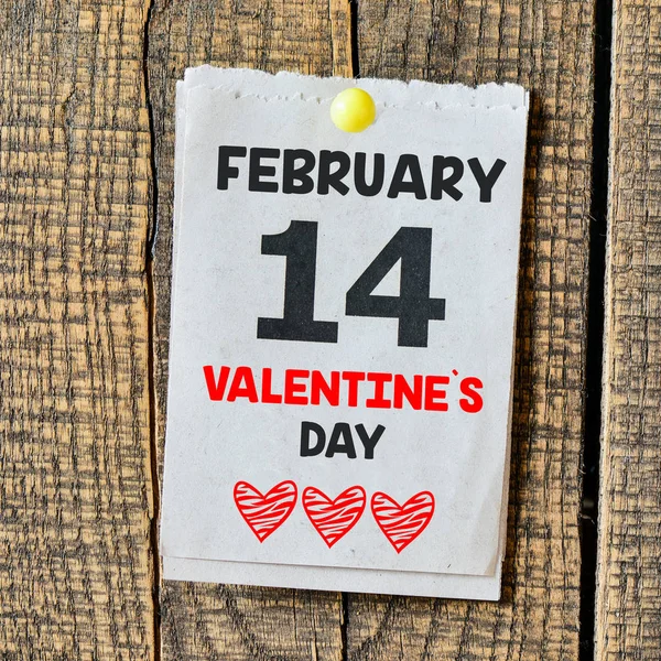 14 february  on calendar page — Stock Photo, Image