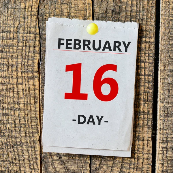 Kalendarz z dnia 16 lutego — Zdjęcie stockowe