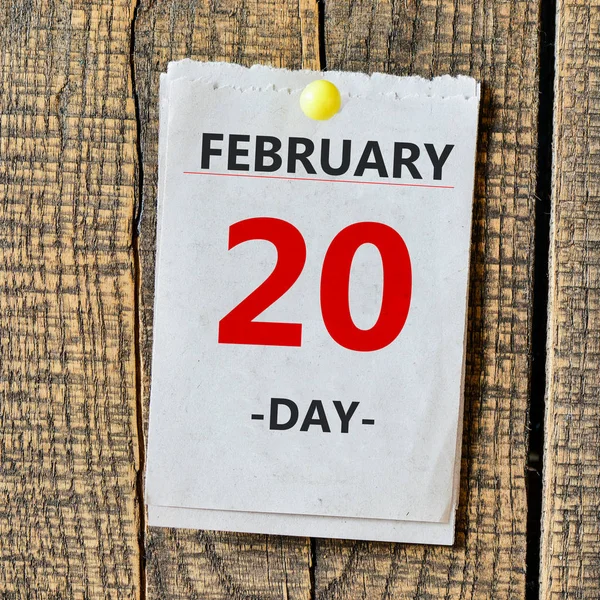 Kalender met februari 20e dag — Stockfoto