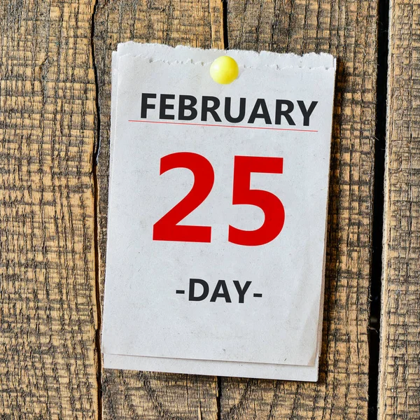 Calendario con el día 25 de febrero — Foto de Stock