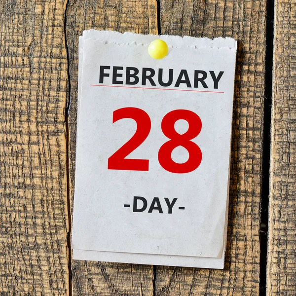 Calendario con el día 28 de febrero — Foto de Stock