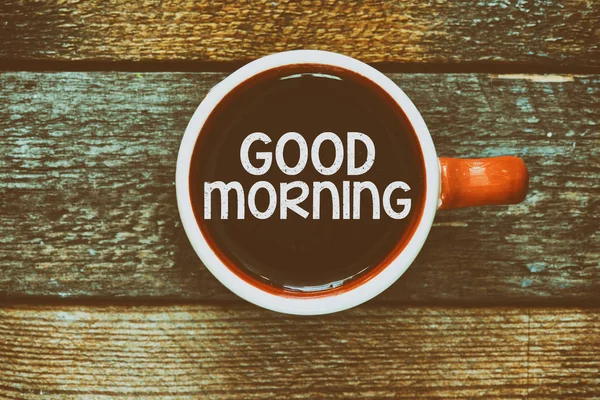 Message good morning coffee cup — Stock Photo, Image