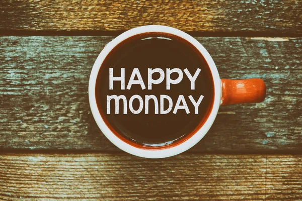 Щаслива листівка понеділка з чашкою кави — стокове фото