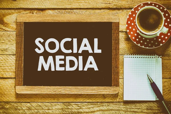 Social media on blackboard — Stock Photo, Image