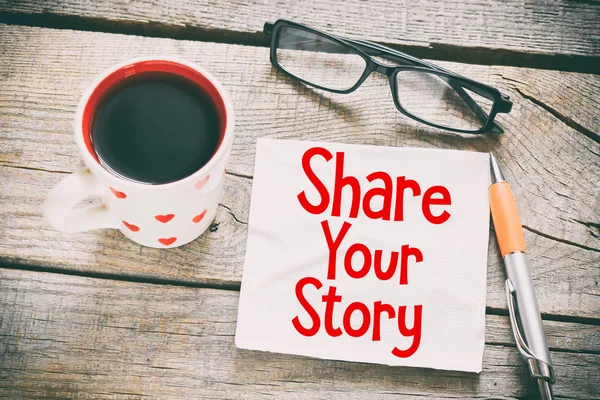 Share your story handwritten with marker — Stock Photo, Image