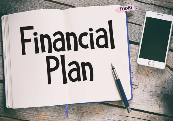 Pénzügyi terv felirat — Stock Fotó