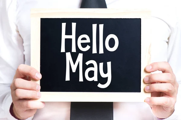 Hello May on blackboard. — Stock Photo, Image