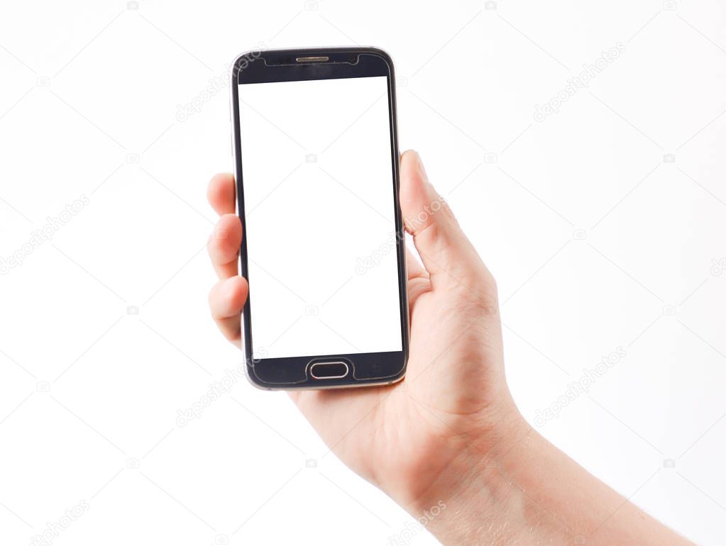 hand holding smart phone.
