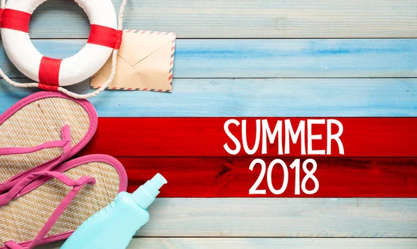 Summer time with lifebuoy — Stock Photo, Image