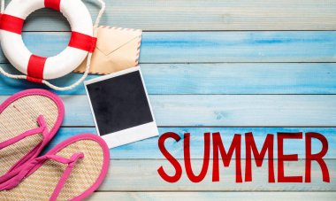 Lifebuoy ve fotoğraf kartı ile flip flop 