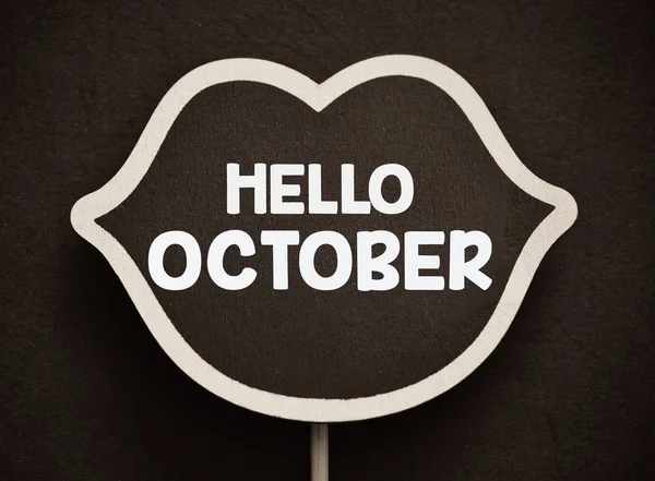 Γειά Σου Οκτωβρίου Στο Σημάδι Στα Χείλη — Φωτογραφία Αρχείου