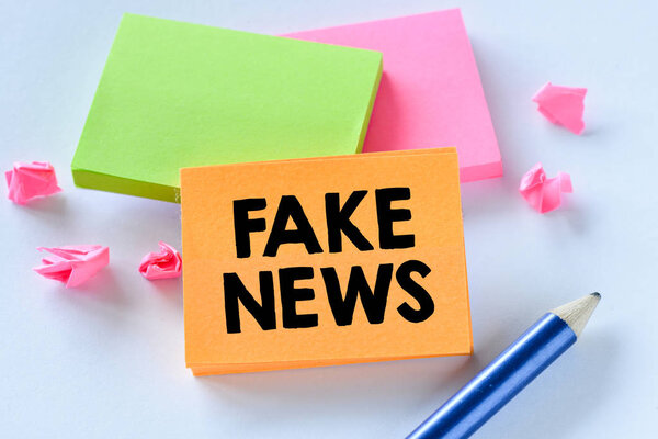 fake news  writing on sticker 