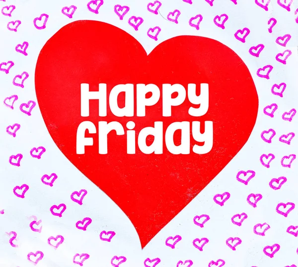 Happy Friday Sign Red Heart — Stock Photo, Image