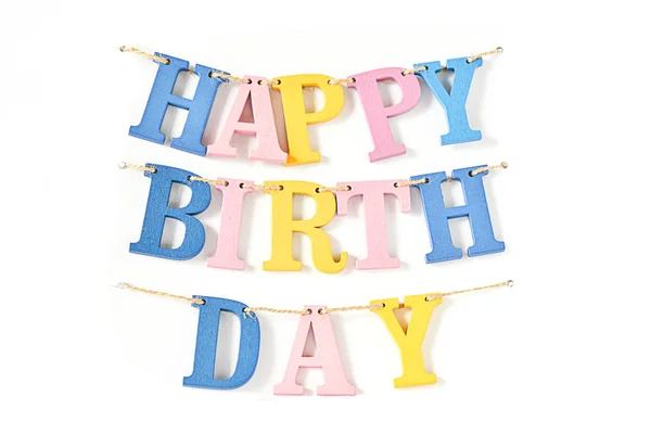 Happy birthday made of wooden letters — Stock Photo, Image