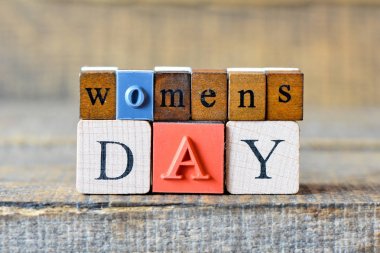 womens day 8 march on wooden cubes clipart
