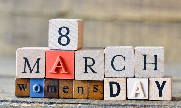 Womens Day March Wooden Cubes — Stock Photo, Image