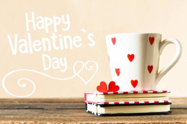 Mutlu Sevgililer günü kavramı ile dizüstü bilgisayarlarda Kupası