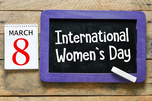 Inscrição Dia Internacional Mulher Quadro Giz Março — Fotografia de Stock