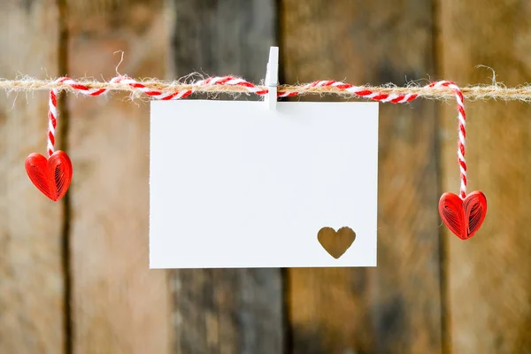 Decorative Hearts Hanging Wooden Background — Stock Photo, Image