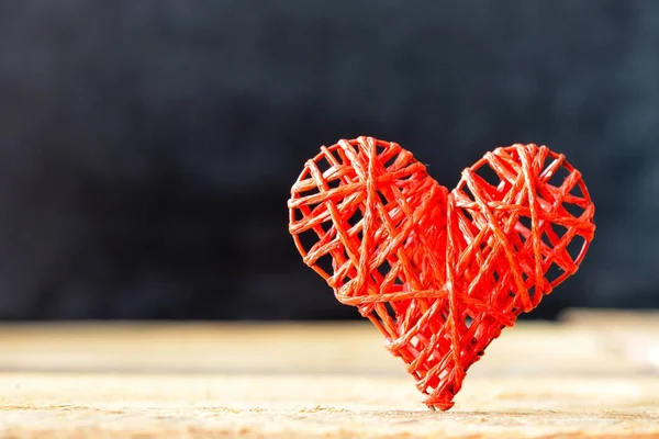 Cuore Uno Sfondo Legno Sfondo Nello Stile San Valentino — Foto Stock