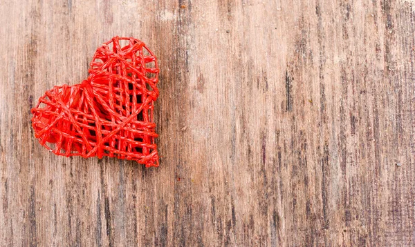 Corazón Sobre Fondo Madera Fondo Estilo Del Día San Valentín — Foto de Stock