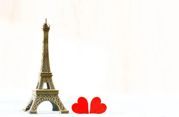 Eiffel Toren Rood Hart Valentijnsdag Concept — Stockfoto