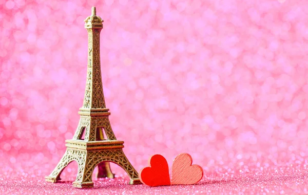 Eiffel Toren Rood Hart Valentijnsdag Concept — Stockfoto